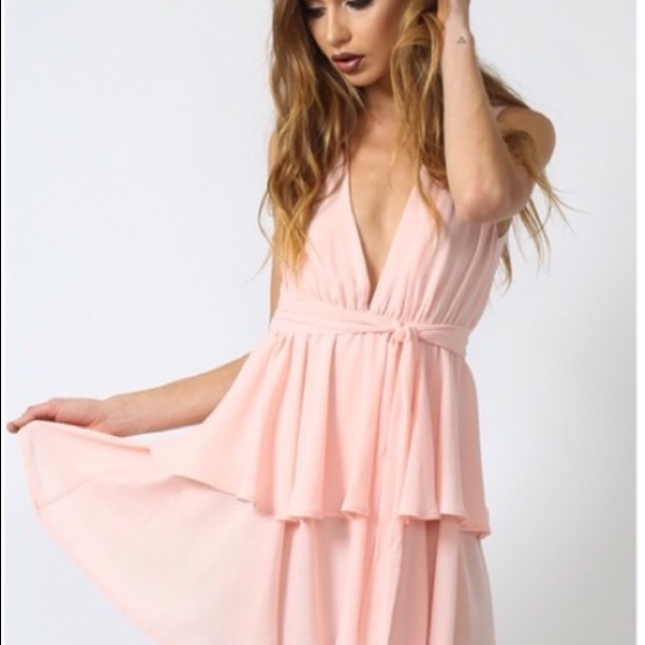 Revolve Dip It Low Pink Tiered Dress Small NWT - Picture 5 of 8